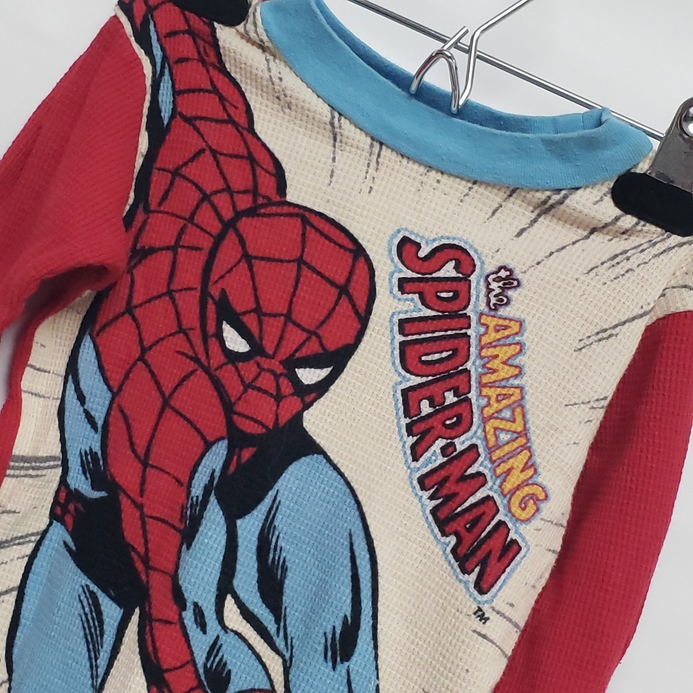 2006 Comics Marvel Spiderman  Long Sleeve Children Kids‎ Sleep Thermal Shirt Vtg